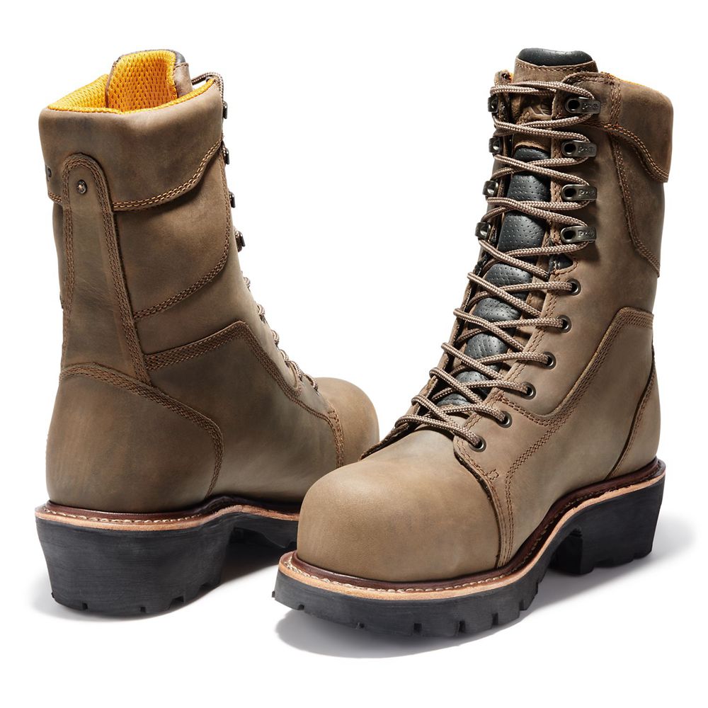 Timberland Mens Pro Boots Rip Saw 9\" Comp Toe Logger - Brown - India PW8456320